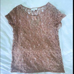 LOFT Short Sleeve Lace Blouse